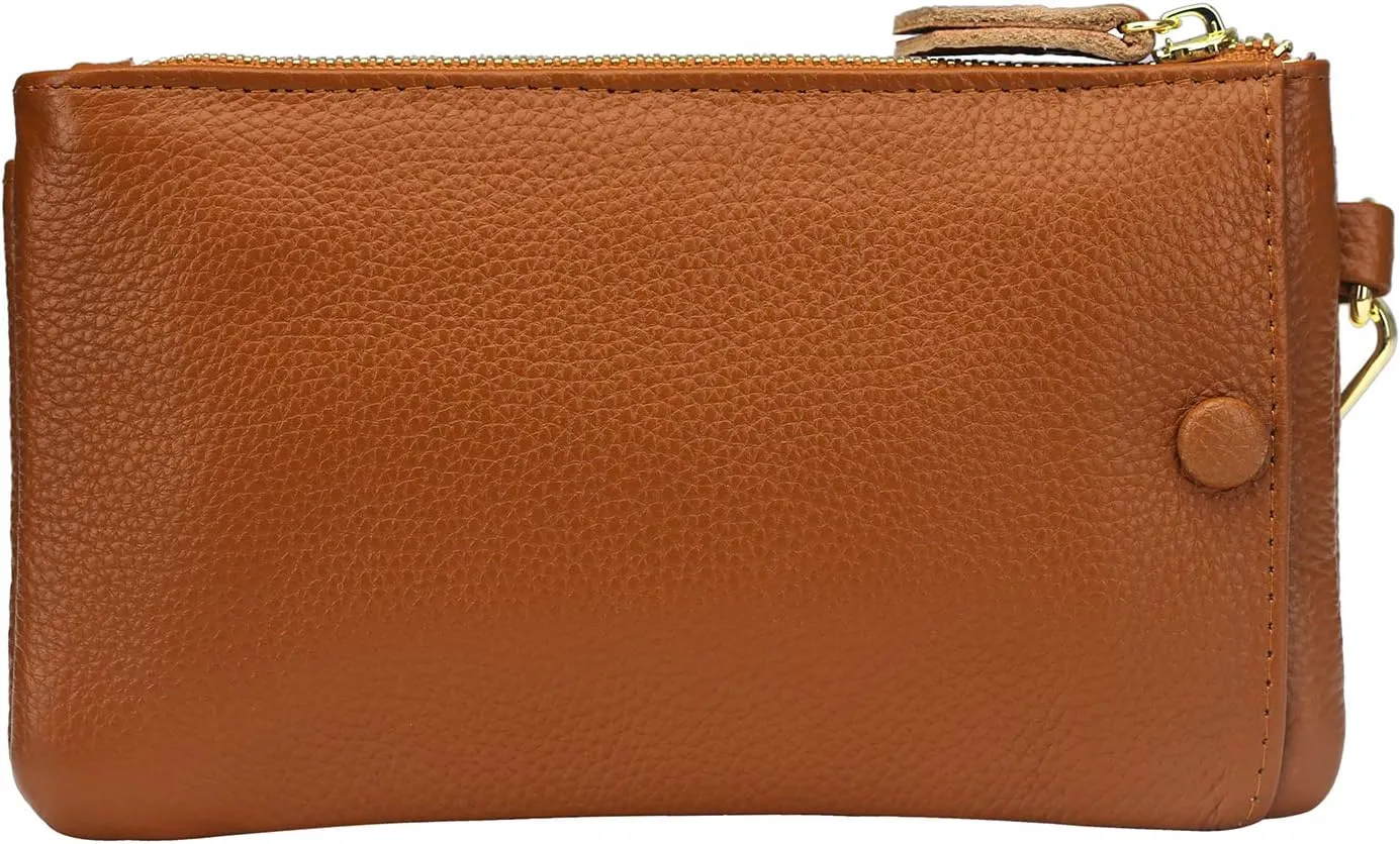 YALUXE Women's Genuine Leather Wristlet Handbags Envelope Style Cell Phone Purse Card Holder Clutch Wallet