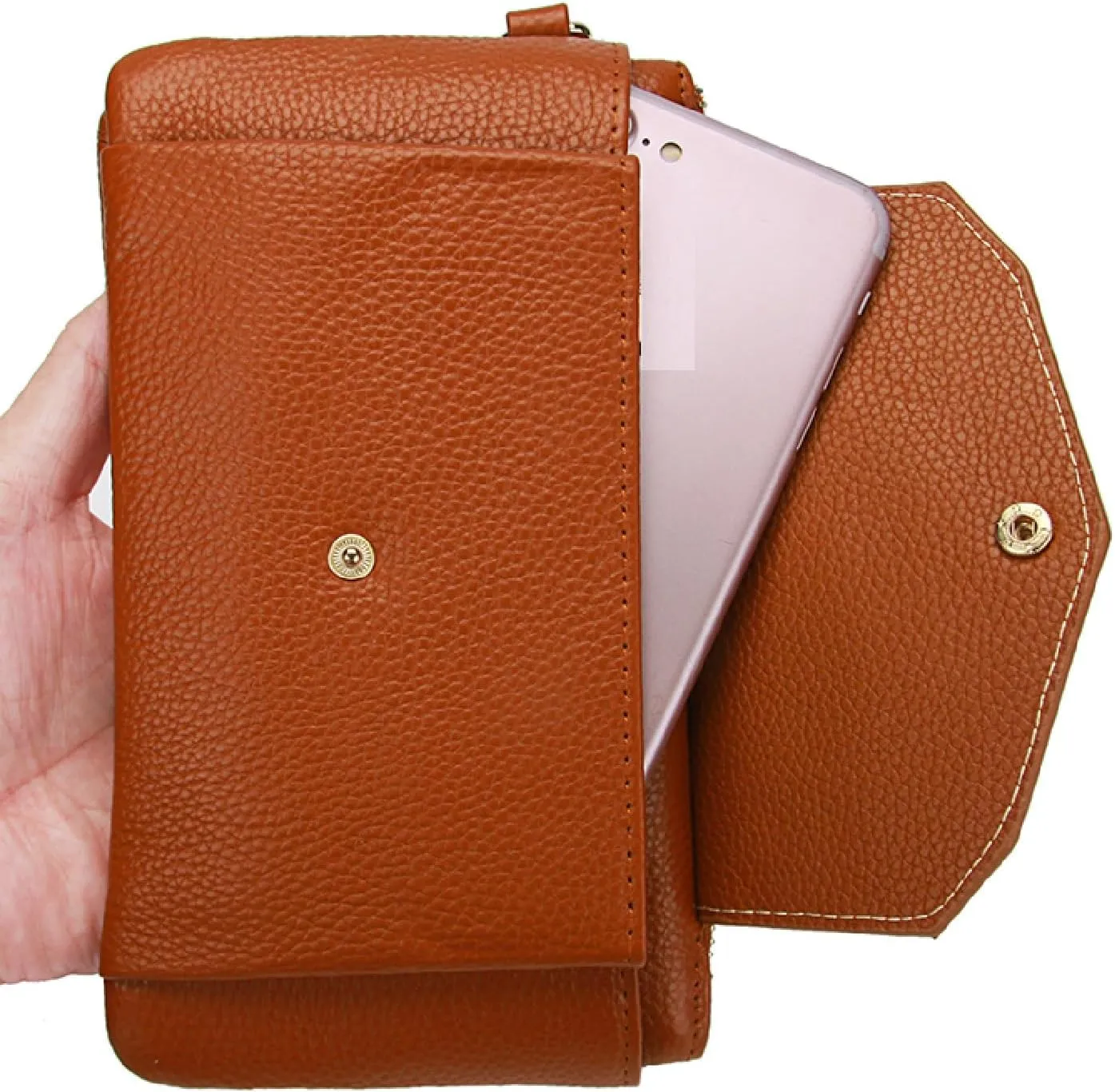 YALUXE Women's Genuine Leather Wristlet Handbags Envelope Style Cell Phone Purse Card Holder Clutch Wallet